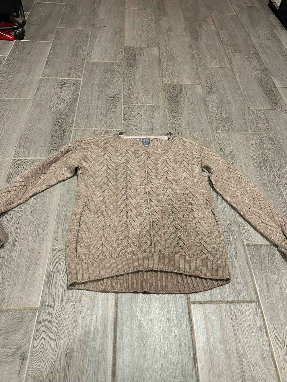 Soho New York & Company Taupe Cable Knit Crew Neck Sweater - size xs